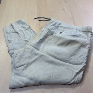 Tommy Bahama Mens 4XL Linen Cotton Blend Drawstring Pants Beige Straight Leg